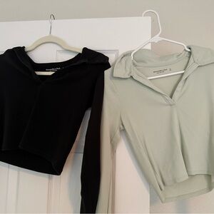 Abercrombie & Fitch Black and Cream Crop Tops